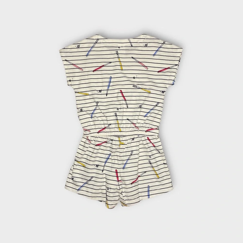 Gap Paint Brush Graphic Striped Pocket Romper